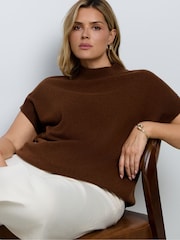 Live Unlimited Brown High Neck Knitted Top - Image 3 of 6