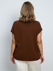 Live Unlimited Brown High Neck Knitted Top - Image 5 of 6