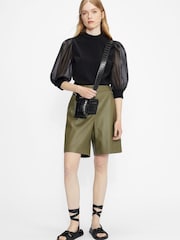Ted Baker Black Organza Micaeli Volume Sleeve Blouse - Image 1 of 5