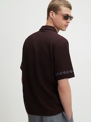 River Island Brown Regular Fit Embroidery Revere Shirt - Image 2 of 3