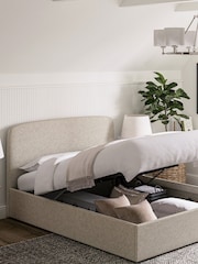 Natural Light Tweedy Plain Matson Upholstered Ottoman Storage Bed Frame - Image 1 of 9