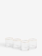 Clarke & Clarke Clear & Gold Denver Set of 4 Short Tumbler Glasses - Image 2 of 3