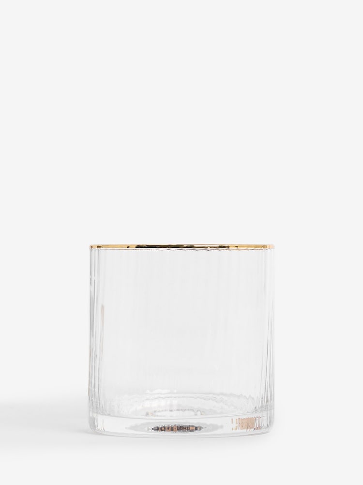 Clarke & Clarke Clear & Gold Denver Set of 4 Short Tumbler Glasses - Image 3 of 3