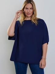 Live Unlimited Navy Batwing Knitted Jumper - Image 2 of 5