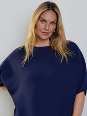 Live Unlimited Navy Batwing Knitted Jumper - Image 3 of 5