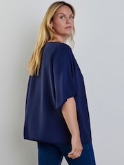 Live Unlimited Navy Batwing Knitted Jumper - Image 5 of 5