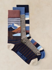 White Stuff Grey Forest Explorer Ankle Socks 3 Pack - Image 1 of 2