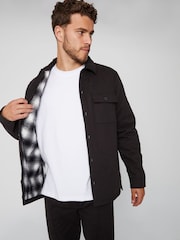 Threadbare Black Check Lined Cotton Shacket - Image 1 of 4