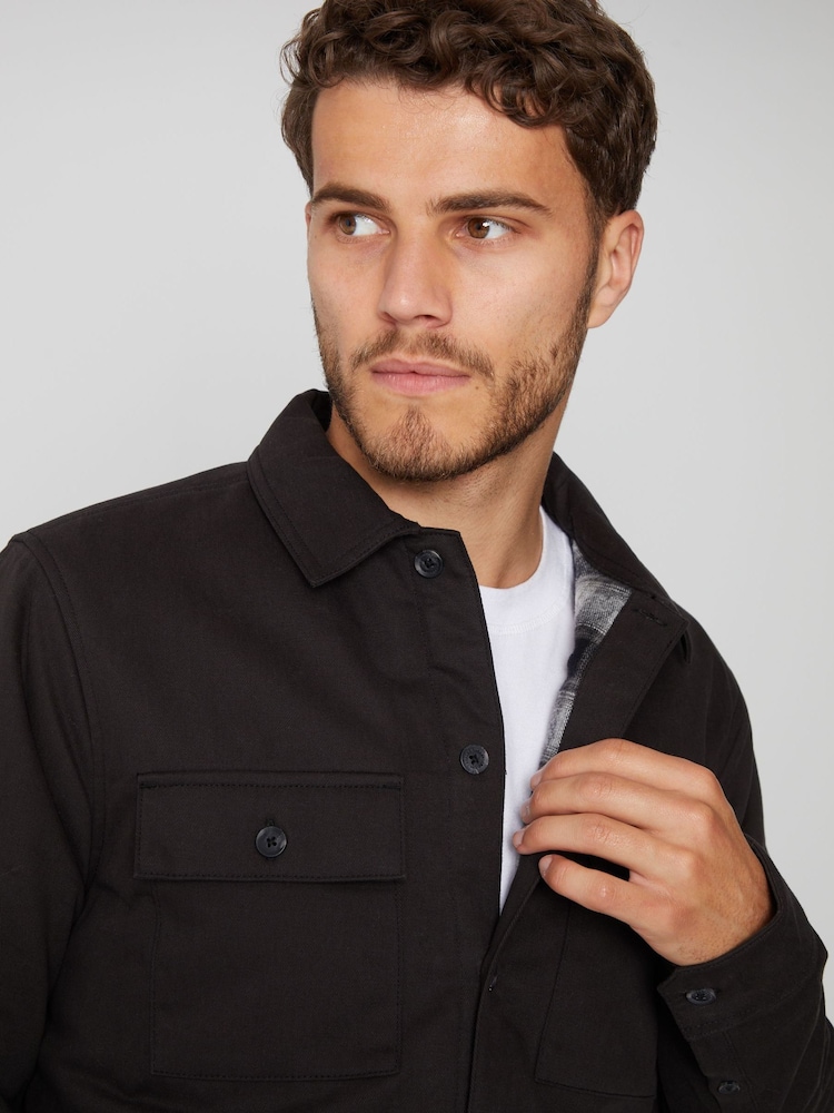 Threadbare Black Check Lined Cotton Shacket - Image 4 of 4
