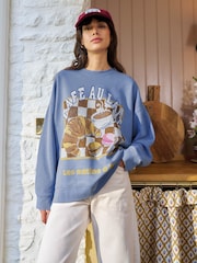 White Stuff Blue Cleo Graphic Sweatshirt - Image 1 of 6