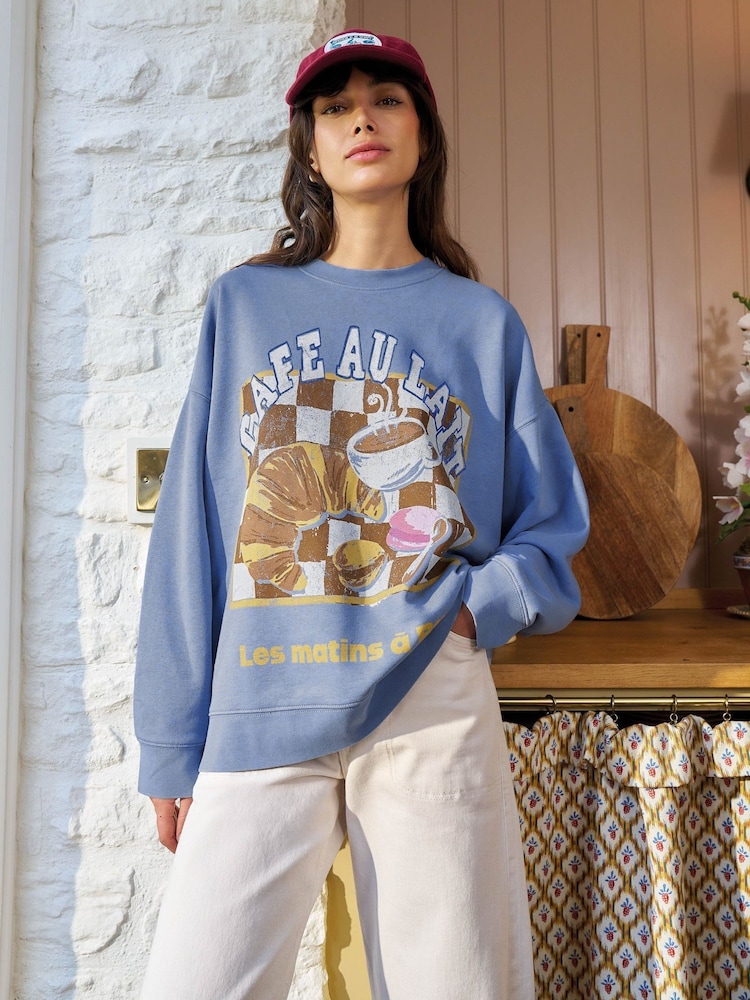 White Stuff Blue Cleo Graphic Sweatshirt - Image 1 of 6 White Stuff Blue Cleo Graphic Sweatshirt - Image 1 of 6