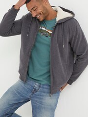 FatFace Black Fleece Lined Zip Hoodie - Image 1 of 5