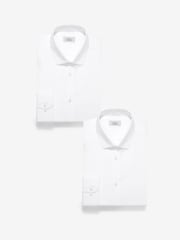 White Slim Fit 100% Cotton Shirts 2 Pack - Image 1 of 7