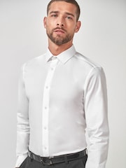 White Slim Fit 100% Cotton Shirts 2 Pack - Image 3 of 7