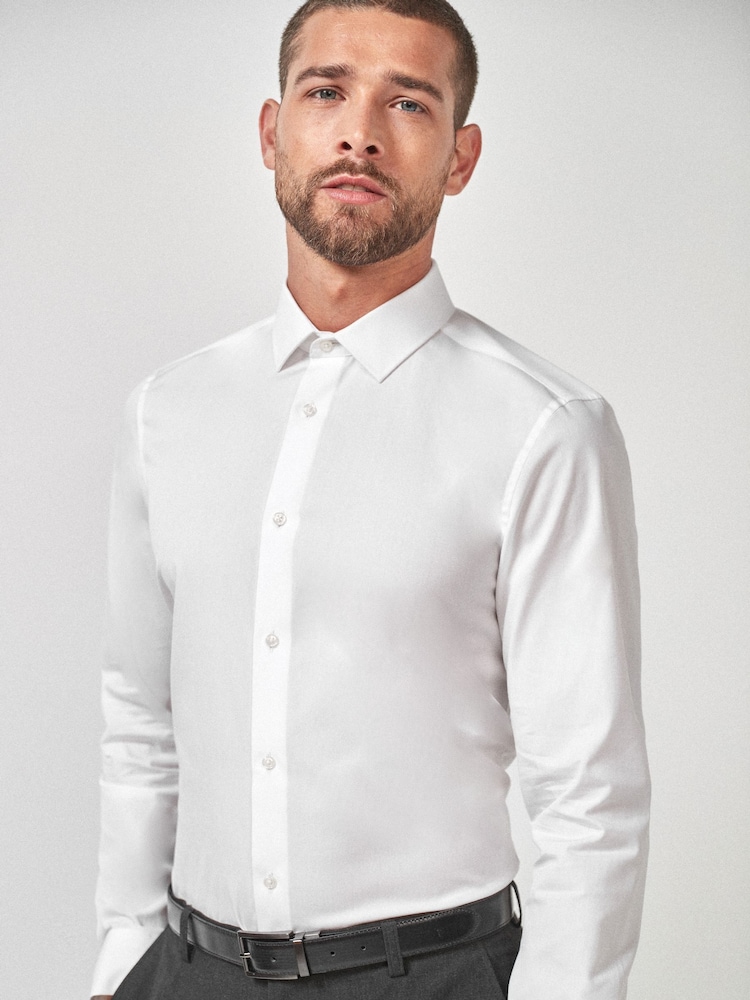 Blanc - Coupe ajustée  100% Coton Chemises 2 Lot - Image 3 of 7