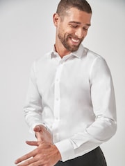 White Slim Fit 100% Cotton Shirts 2 Pack - Image 5 of 7
