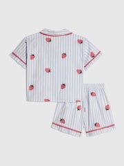 River Island Blue Strawberry Stripe Short Pyjama Set - Image 2 of 4