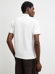 River Island White Slim Fit Slinky Button Polo Shirt - Image 2 of 4