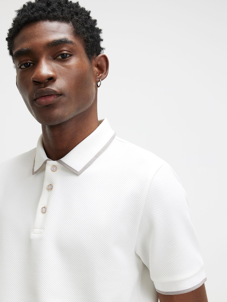 River Island White Slim Fit Slinky Button Polo Shirt - Image 4 of 4