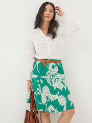 FatFace Green Textured Leaves Skirt - Image 1 of 5