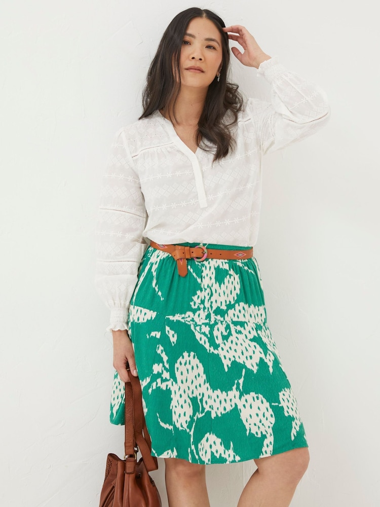 FatFace Green Textured Leaves Skirt - Image 1 of 5