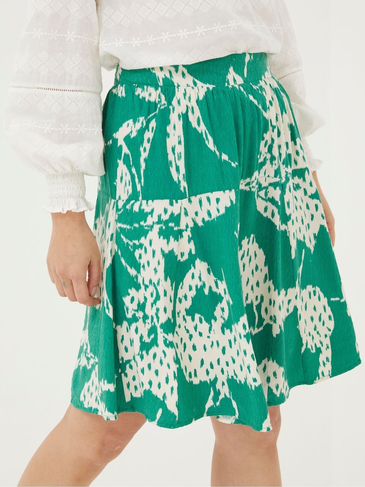 FatFace Green Textured Leaves Skirt - Image 2 of 5