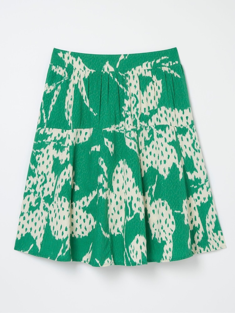 FatFace Green Textured Leaves Skirt - Image 5 of 5