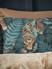 Catherine Lansfield Green Tropic Tiger Leaf Reversible Duvet Cover Set - Image 3 of 4