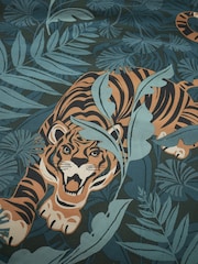 Catherine Lansfield Green Tropic Tiger Leaf Reversible Duvet Cover Set - Image 4 of 4