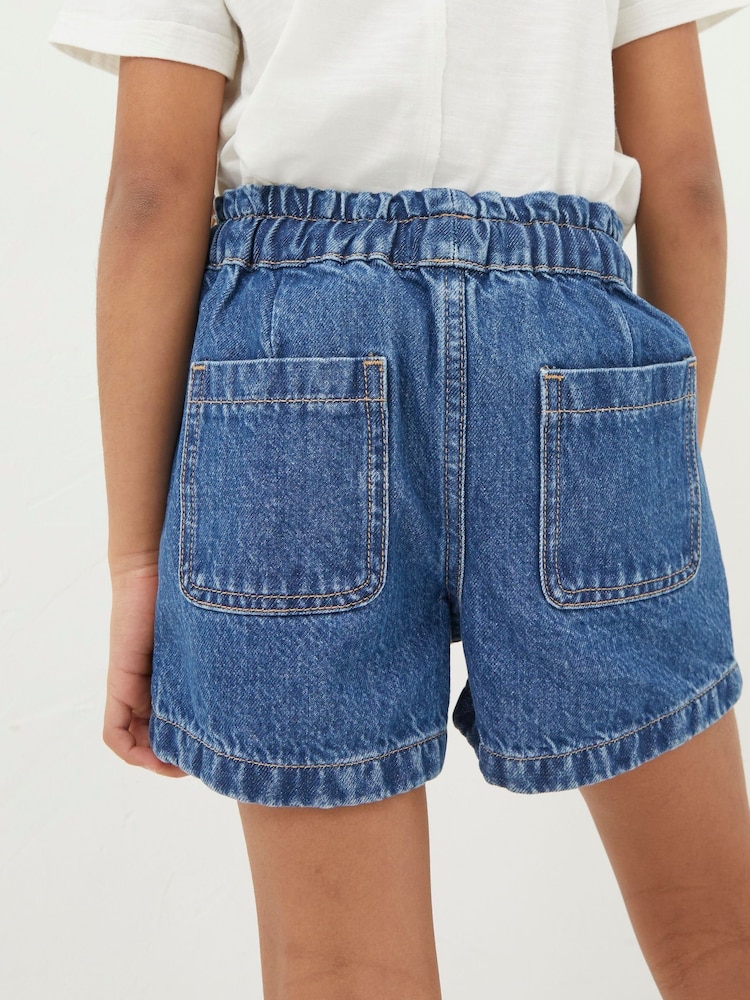 FatFace Blue Paperbag Denim Shorts - Image 2 of 4 FatFace Blue Paperbag Denim Shorts - Image 2 of 4