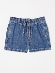 FatFace Blue Paperbag Denim Shorts - Image 4 of 4