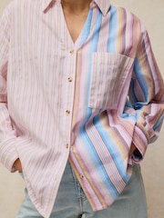 White Stuff Pink Saffie Mixed Stripe Shirt - Image 4 of 6