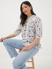 FatFace Natural Broderie Ditsy Blouse - Image 1 of 1