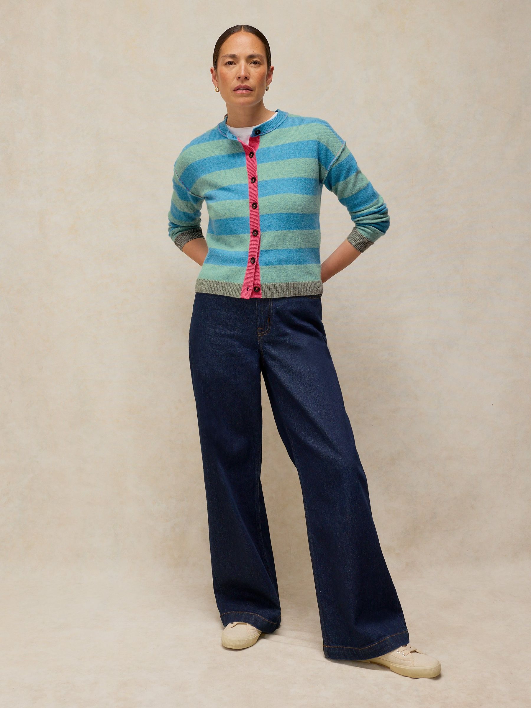 White Stuff Women's Blue Sansa Stripe Cardigan