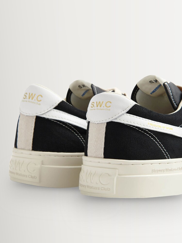 Stepney Workers Club Black Dellow S-Strike Classic Cupsole Trainers - Image 5 of 5 Stepney Workers Club Black Dellow S-Strike Classic Cupsole Trainers - Image 5 of 5