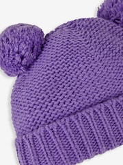 JoJo Maman Bébé Lilac Purple Cosy Pom Pom Hat - Image 2 of 2