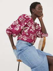 FatFace Purple Broderie Floral Blouse - Image 3 of 5
