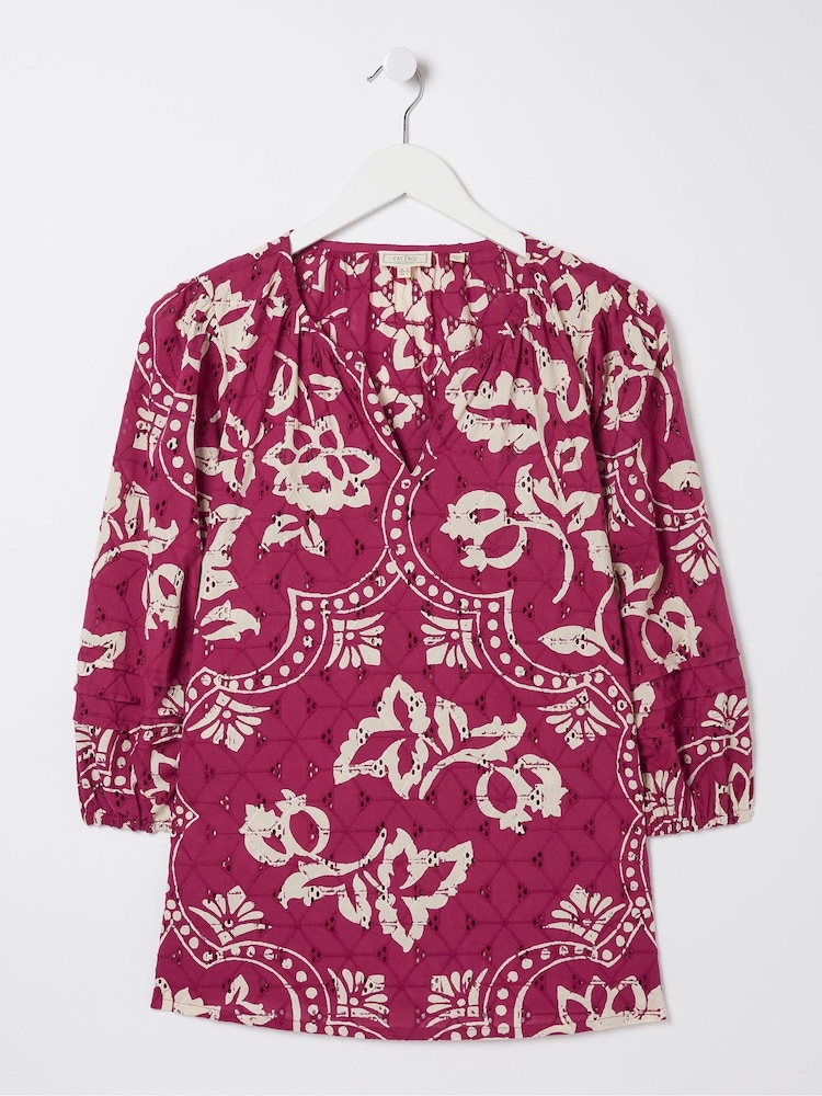FatFace Purple Broderie Floral Blouse - Image 5 of 5