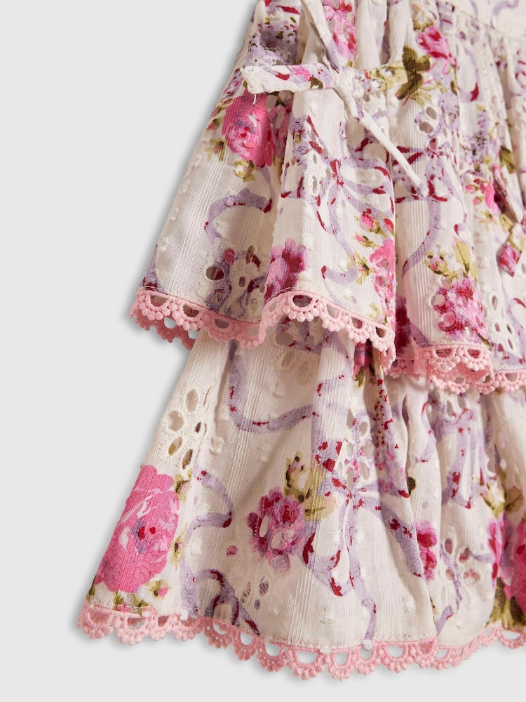 River Island Cream Cabbages & Roses Frill Top & Skirt Set - Image 6 of 6 River Island Cream Cabbages & Roses Frill Top & Skirt Set - Image 6 of 6