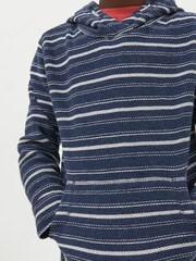 FatFace Blue Texture Stripe Popover Hoodie - Image 3 of 4