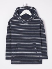 FatFace Blue Texture Stripe Popover Hoodie - Image 4 of 4