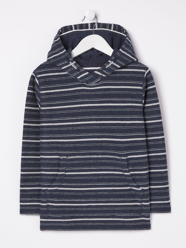 FatFace Blue Texture Stripe Popover Hoodie - Image 4 of 4 FatFace Blue Texture Stripe Popover Hoodie - Image 4 of 4