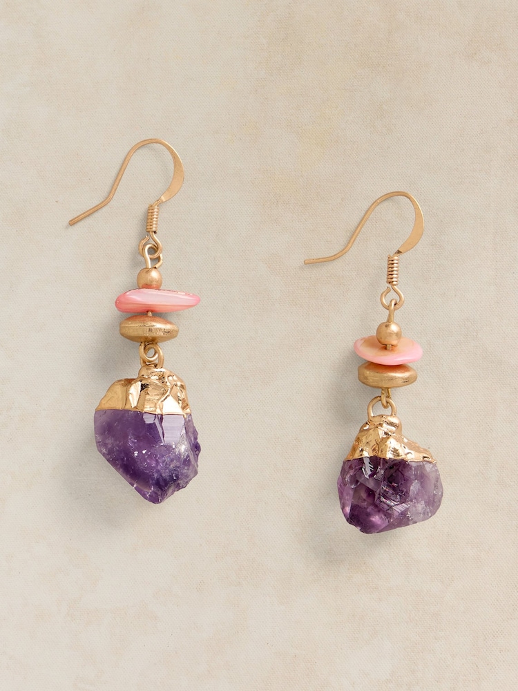 White Stuff Gold Tone Semi-Precious Charm Earrings - Image 1 of 2