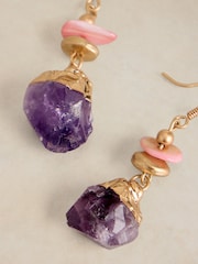 White Stuff Gold Tone Semi-Precious Charm Earrings - Image 2 of 2