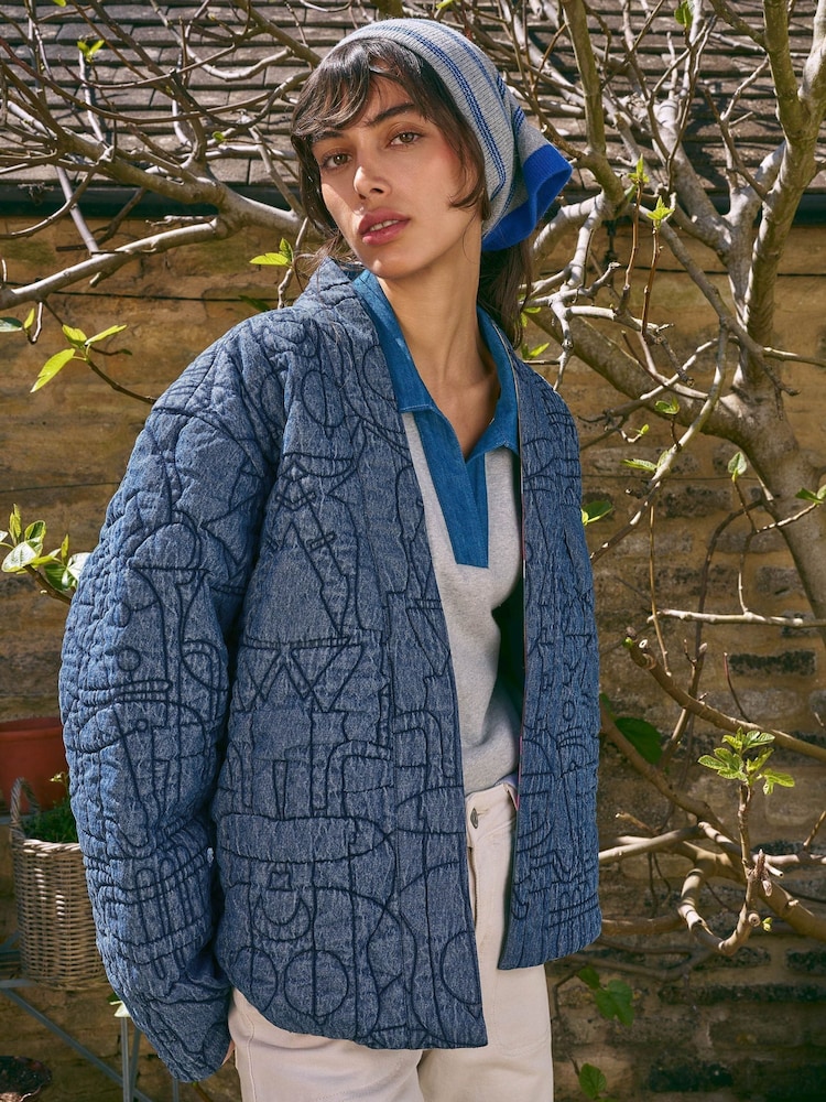 White Stuff Blue Elodie Reversible Jacket - Image 1 of 7 White Stuff Blue Elodie Reversible Jacket - Image 1 of 7