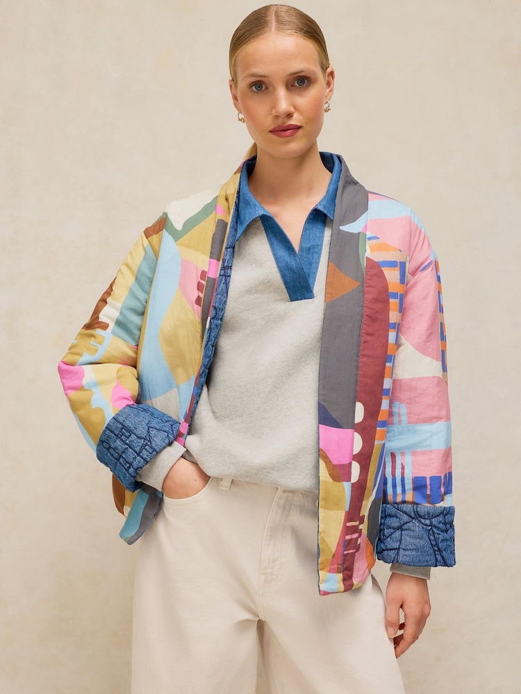 White Stuff Blue Elodie Reversible Jacket - Image 2 of 7 White Stuff Blue Elodie Reversible Jacket - Image 2 of 7
