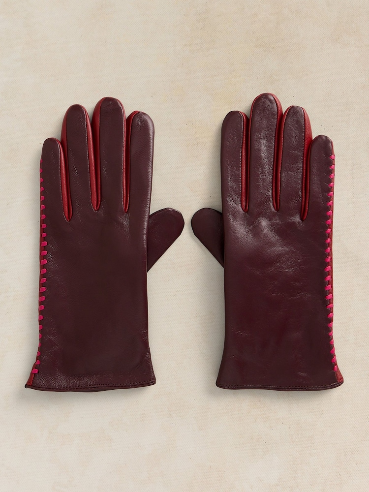 White Stuff Purple Sasha Leather Glove - Image 1 of 3