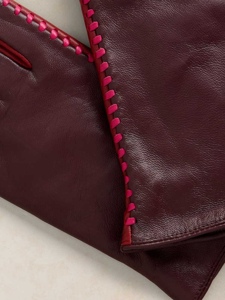 White Stuff Purple Sasha Leather Glove - Image 3 of 3