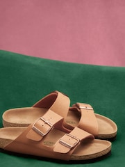 Birkenstock Tan Brown Arizona Birko Flor Nubuck Sandals - Image 1 of 4