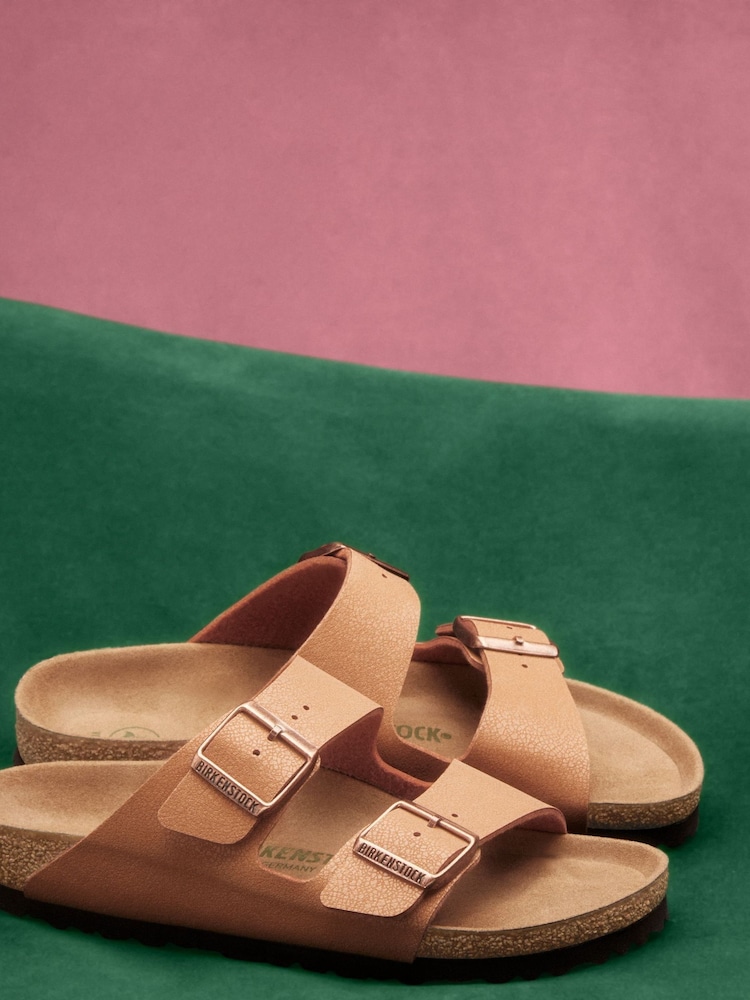 Birkenstock Tan Brown Arizona Birko Flor Nubuck Sandals - Image 1 of 4